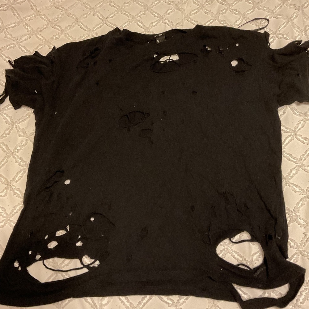 Black distressed T-shirt